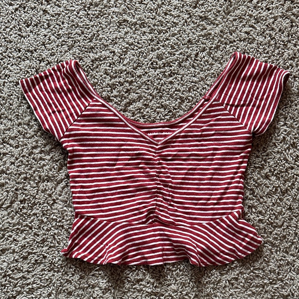 American Eagle Outfitters Red Striped Blouse